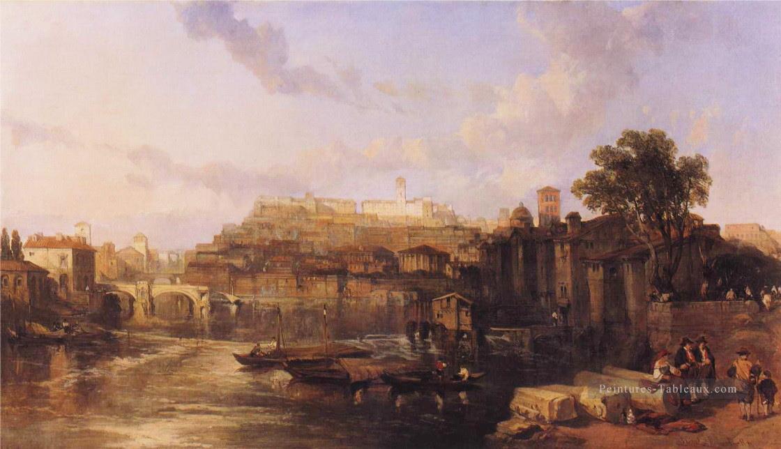 vue de Rome sur le Tibre regardant vers monts palatine et Aventin 1863 David Roberts Peintures à l'huile
